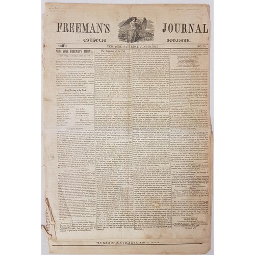 341 - Freeman's Journal, Catholic Register. Vol 3. No. 50. New York, Saturday, June 10, 1843