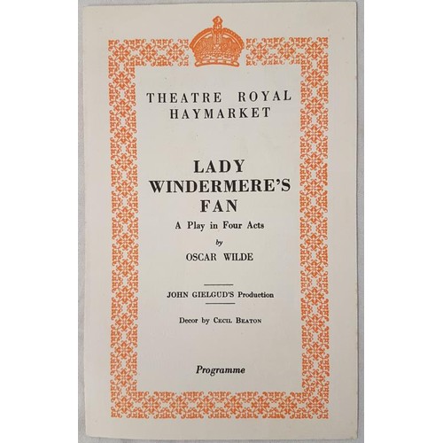 363 - Wilde, Oscar. Programme. Theatre Royal Haymarket - Lady Windermere's Fan. A Plat in Four Acts. John ... 