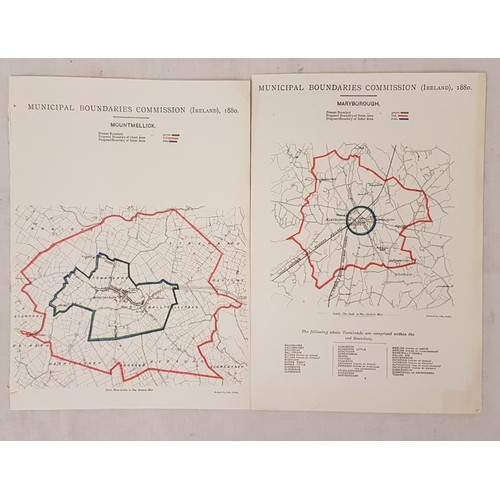 377 - Municipal Boundary Maps 1880. (1) Town of Mountmellick and (2) Town of Maryborough. Both coloured in... 