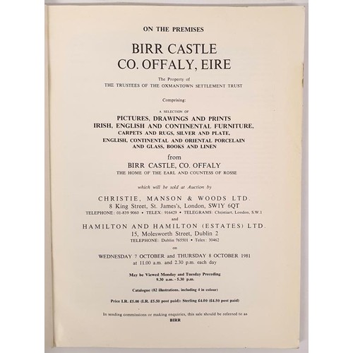 46 - Birr Castle: Christie,Manson and Woods Ltd, Catalogue for the sale of the properties of both the Tru... 
