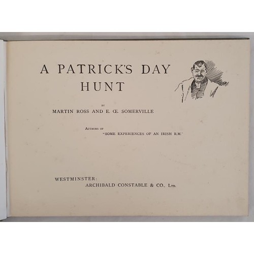 106 - Somerville & Ross. A Patrick's Day Hunt. C. 1902. 1st edition. Fine coloured hunting plates Oblo... 