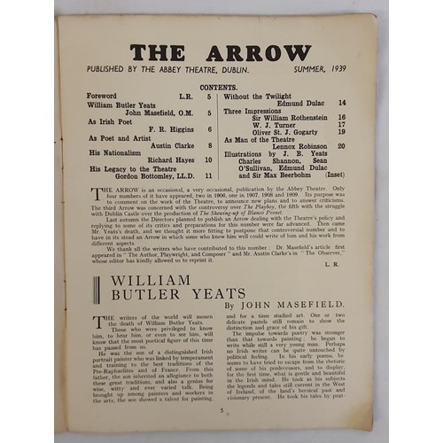 181 - The Arrow. W. B. Yeats Commemoration Number. Published by Dublin: The Abbey Theatre, 1939. 1st Editi... 