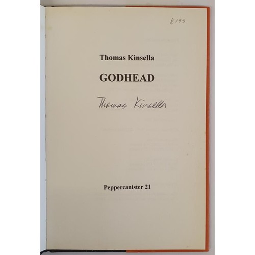 439 - Thomas Kinsella. Godhead. 1999. Limited edition (350). Signed by Kinsella. Fine copy in pictorial du... 