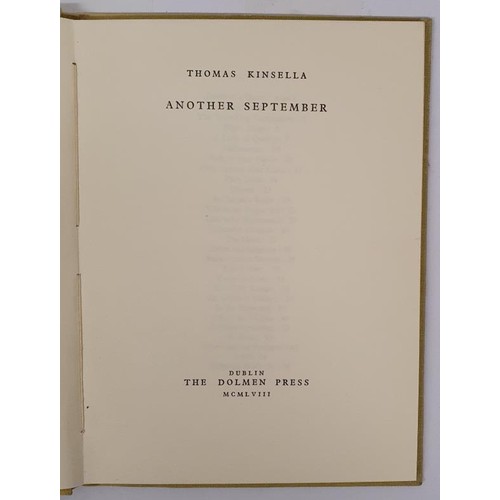 440 - Another September by Kinsella, Thomas Published by Dolmen Press, Dublin, 1958 SIGNED with an inscrip... 