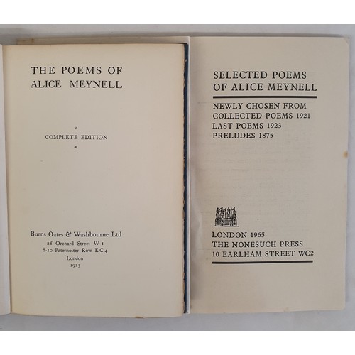 441 - The Poems Of Alice Meynell Alice Meynell Published by Burns Oates & Washbourne, 1923, Gilt title... 