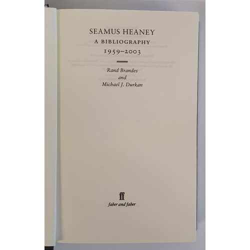 463 - R. Brandes and M.J. Durkan. Seamus Heaney – A Bibliography 1959-2003. 2008