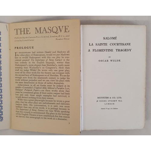 469 - Oscar Wilde. Salome- A Florentine Tragedy. 1910. Original gilt green cloth and James Agate. The Masq... 