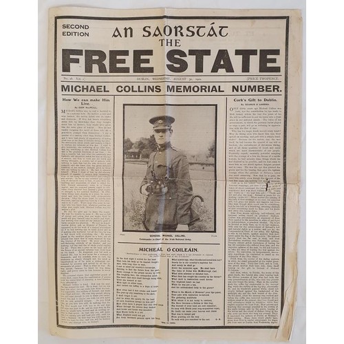 486 - An Saorstat. Free State. Michael Collins Memorial Number. The Irish Free State newspaper published o... 