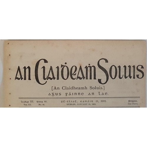 489 - An Claidheamh Soluis agus Fáinne an Lae. Baile Atha Cliath. January 25, 1902. 16 pages as iss... 