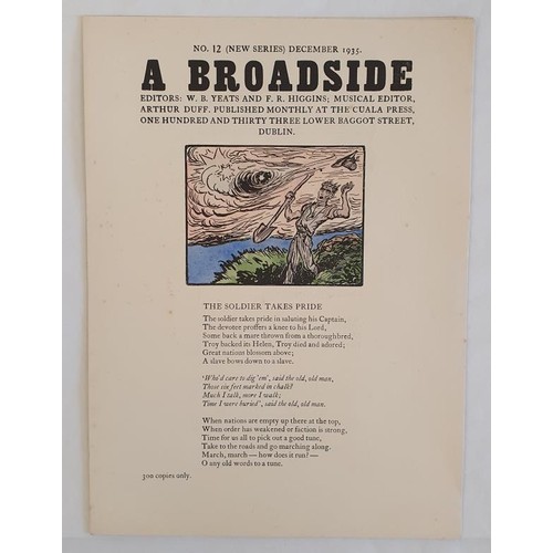 490 - Illustrated by Jack B. Yeats. A Broadside Published at the Cuala Press. December 1935. The Soldier t... 