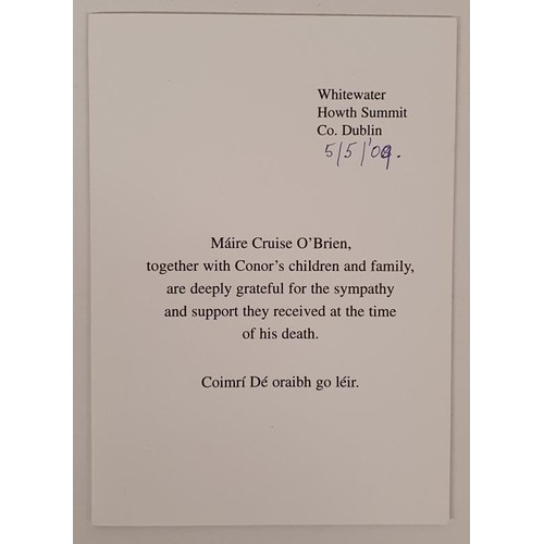 513 - Acknowledgement Card from Máire Cruise O'Brien and Family for the Sympathy they received on t... 