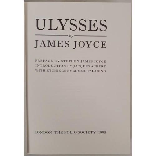 519 - Joyce, James Ulysses. Preface by Stephen James Joyce .. with Etchings by Mimmo Paladino. London: Fol... 