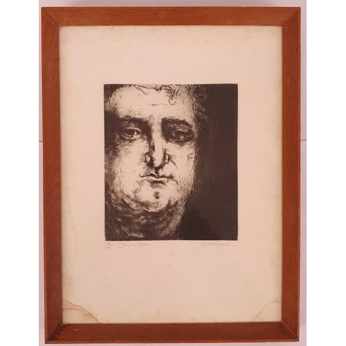 97 - Jack Coughlin; Brendan Behan, Signed Etching, edition 34/50, 44.4 x 15.8cm. Purchased from Ritchie H... 