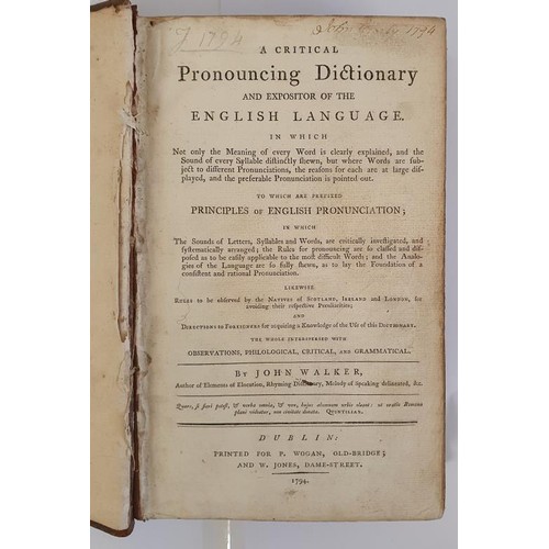 98 - A critical pronouncing dictionary and expositor of the English language. in which not only the meani... 