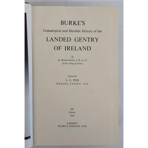 103 - Burkes Genealogical and Heraldic History of the Landed Gentry of Ireland 1958 by Sir Bernard Burke, ... 