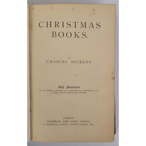 106 - Christmas Books-5 Titles by Charles Dickens bound as one. Chapman and Hall. Quarter leather Bound, g... 