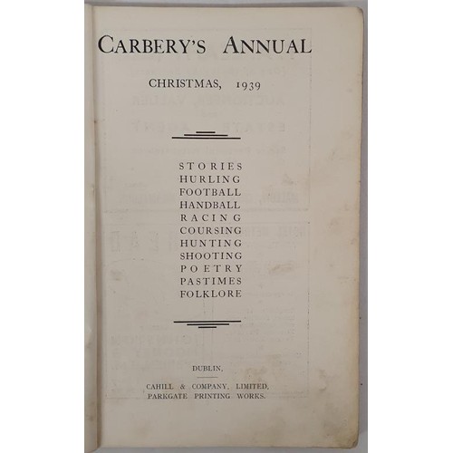 109 - Carbery’s Annual 1939. Stories, Poetry, Handball, Folklore, Pastimes, Hurling, Football, Cours... 