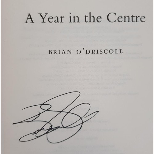 114 - A Year in the Centre by Brian o Driscoll (and Signed by him) and other rugby interest books (6)