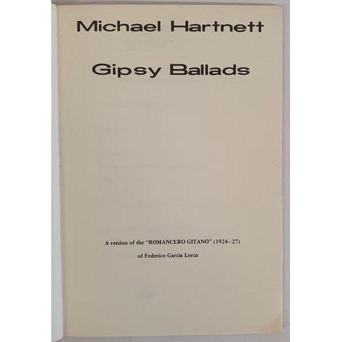 141 - Michael Hartnett; Gipsy Ballads, First edition, first print. Goldsmith Press 1973