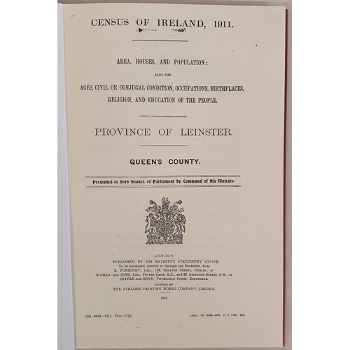 165 - Census of Ireland, 1911, Queen’s County, modern hardback binding, 1912, folio; vg. (1)