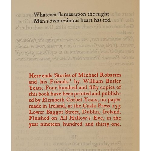 196 - Stories of Michael Robartes and his Friends by W B Yeats , a limited edition of 450 copies by the Cu... 