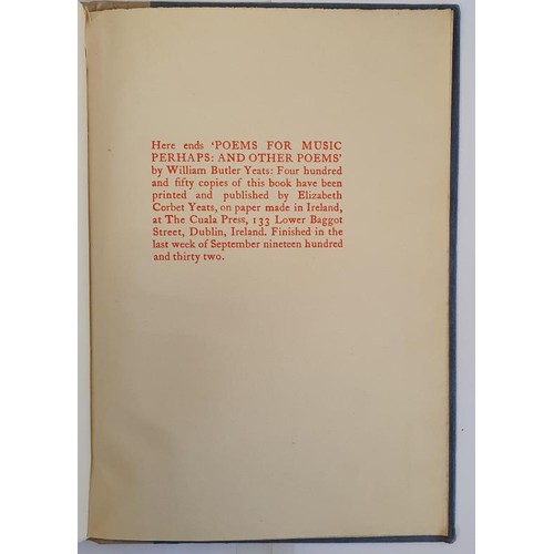 197 - Words for Music perhaps and other Poems by W B Yeats , a limited edition of 450 printed by the Cuala... 