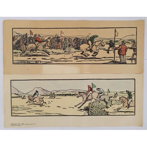 211 - The start of the Race and the finish of the race , two reproduction unframed prints 5 inch x 17 inch... 