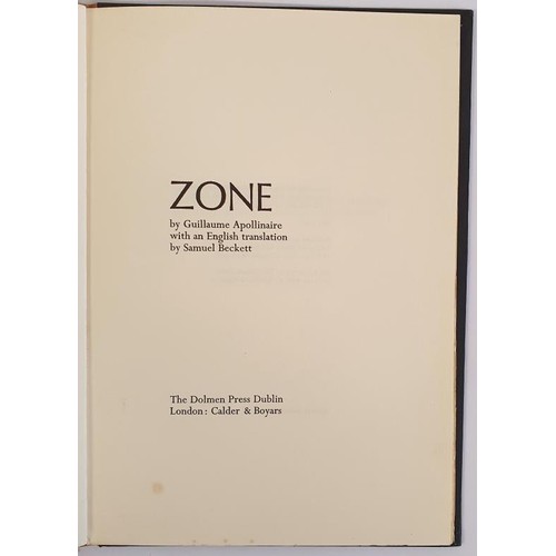 222 - Samuel Beckett; Zone by Apollinaire, translated by Samuel Beckett, first edition HB. Dolmen Press 19... 