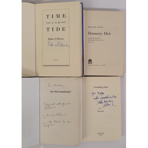 327 - Irish Interest:Time and Tide by Edna O'Brien SIGNED, 1992; Are You Somebody by Nuala O'Faolain SIGNE... 