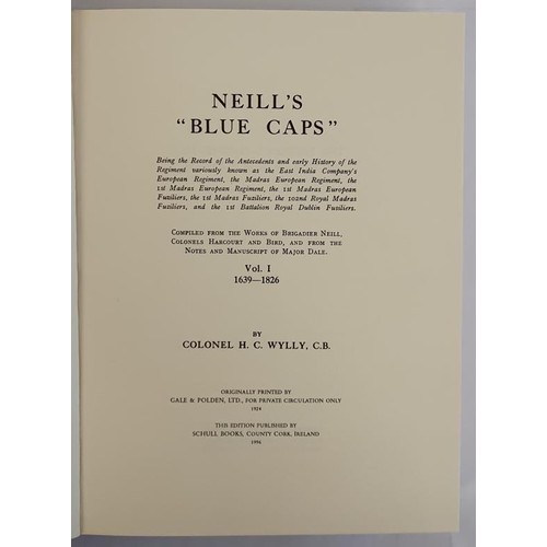 351 - Neill's Blue Caps 1639 - 1922 3 Volumes + Map Volume in Slip-Case Col H C Wylly Published by Schull ... 