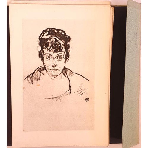 400 - Egon Schiele as a draftsman. (folder with booklet + 15 picture panels) plus collections of coloured ... 