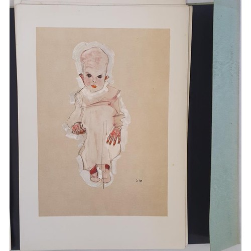 400 - Egon Schiele as a draftsman. (folder with booklet + 15 picture panels) plus collections of coloured ... 