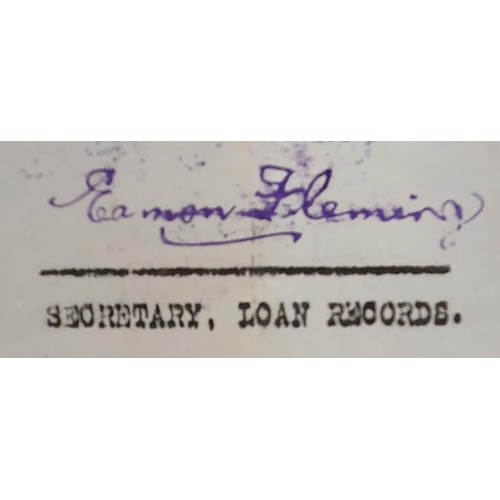 439 - Dail Eireann Loan. Department of Finance. Receipt dated 14 December 1922 signed by Eamon Fleming, Se... 