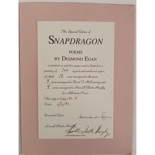 441 - Desmond Egan; Snapdragon, Limited edition 6/100, illustrated by Russell Elliott Murphy, signed by au... 