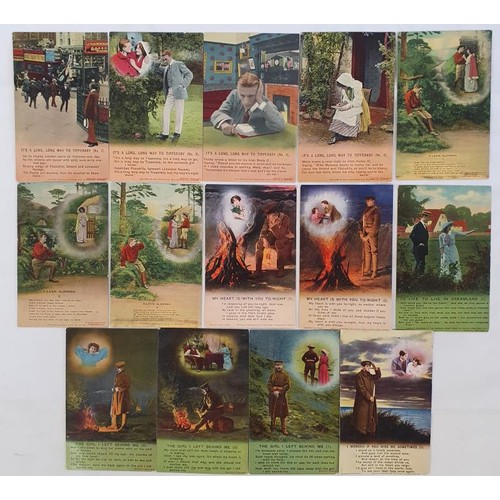 453 - First World War Postcards. Collection of 14 most attractive colour cards. Including set of 4 on &lsq... 