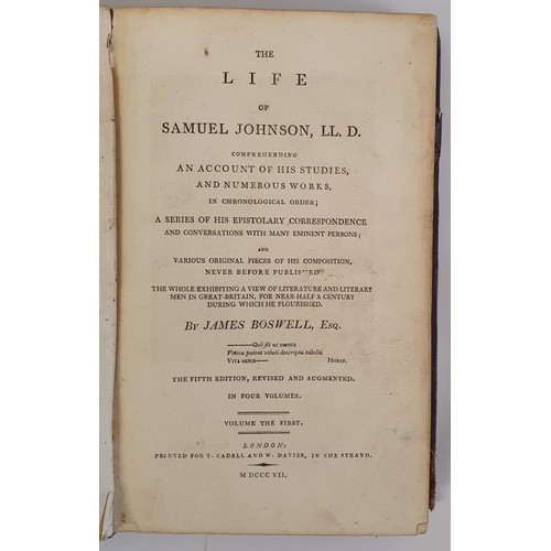 468 - The Life of Samuel Johnson. Comprehending an Account of his Studies and numerous Works in chronologi... 