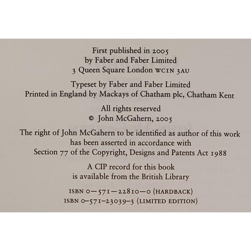 496 - MEMOIR. McGahern, John. Published by Faber., London, 2005. 1st Ed, 1st Printing. HB DJ