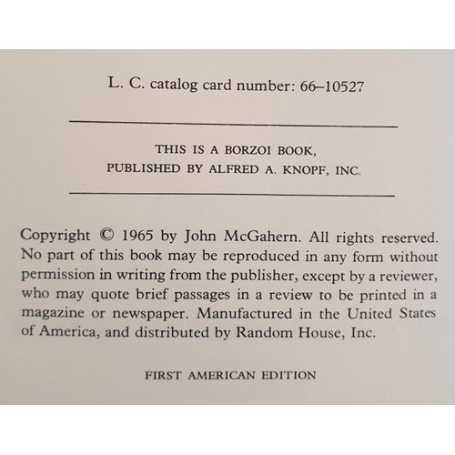 497 - The Dark John McGahern Published by Alfred A. Knopf, New York, 1966. 1st American Edition. Ex Libris