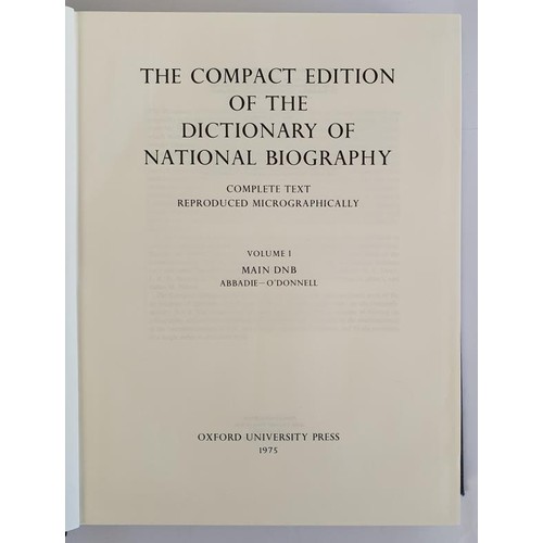 498 - The Compact Edition of the Dictionary of National Biography Oxford University Press Published by Lon... 