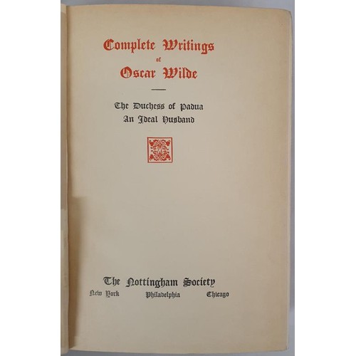 499 - Complete Writing of Oscar Wilde Wilde, Oscar Published by The Nottingham Society, New York. 10 vols ... 