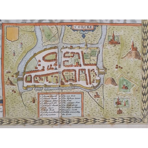 508 - Speed map of Mounster dated 1610 with Corke and Lymericke also illustrated. Finely hand coloured. Un... 