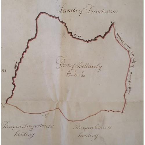 510 - 1771 Original Map of Dublin on vellum. A Map of the lands of Bellawly lying in the Parish of Tauny, ... 