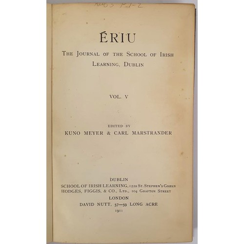 584 - Journals: Ériu is devoted to Irish philology and literature, and from its foundation in 1904 ... 