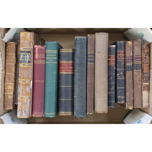 607 - Box of antiquarian books; early edition of Buffon’s natural history, Uncle Tom’s Cabin d... 