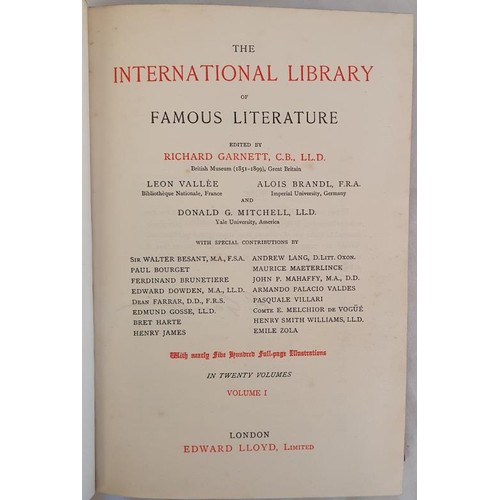 617 - The International Library of Famous Literature: Complete Set in 20 Volumes with Nearly 500 Full Page... 