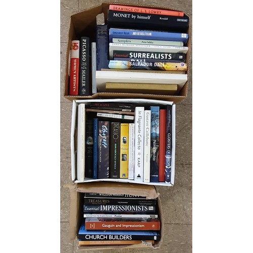 630 - 3 boxes of Art reference books. Some significant studies on Picasso, Church building etc. very impre... 