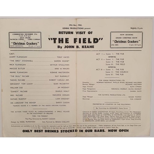 96A - John B.Keane; Programme for the Field, Olympia Theatre 29th November 1965. Gemini Productions. Excep... 