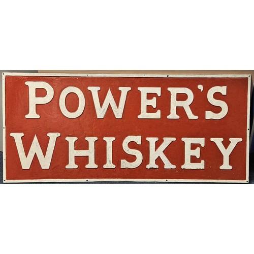 Original "Power's Whiskey" Cast Metal Advertising Sign, c.54in x 24in