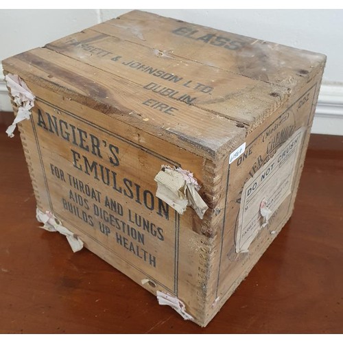 13 - Vintage Wooden Crate - Angier's Emulsion, For Throat and Lungs, Aids Digestion, Builds Up Health. Fa... 