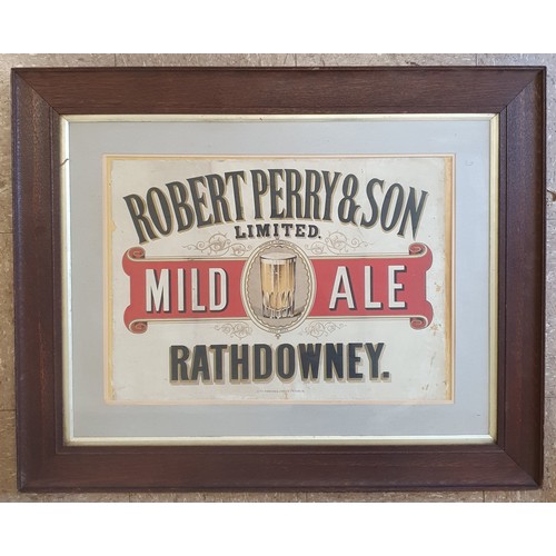 20 - Original Robert Perry & Son, Rathdowney, Mild Ale Original Pub Advertising Sign, c.34in x 28in